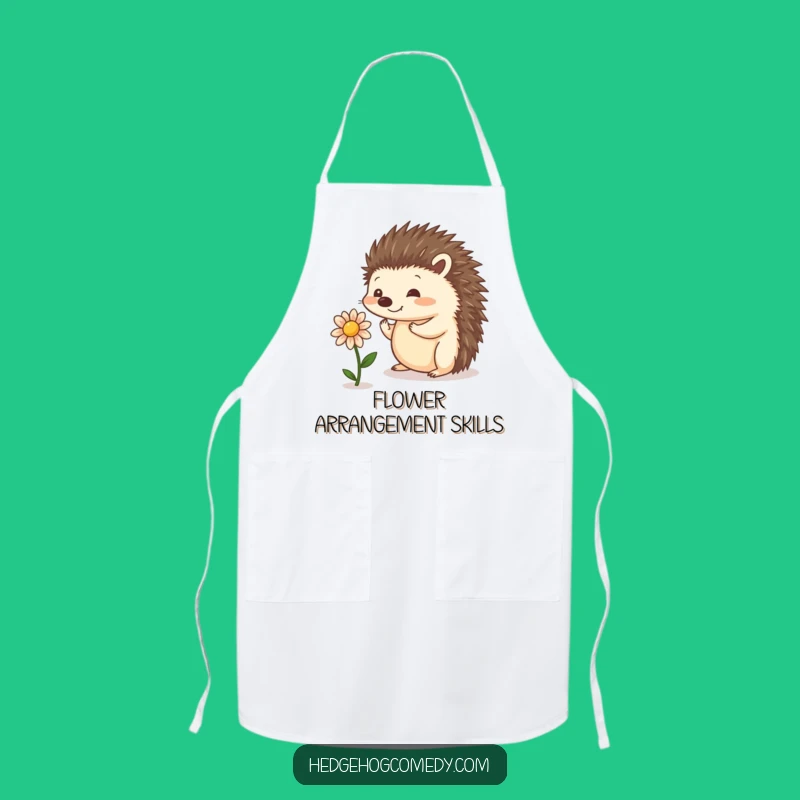 Funny Balancing Hedgehog Apron - Cute Flower Chef Gift for Cooks