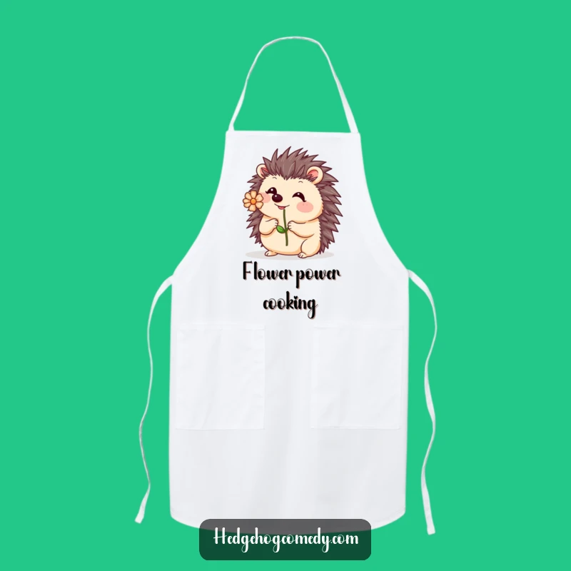 Funny Kawaii Hedgehog Flower Apron: Playful Kitchen Gear, Cute Cooking Accessory, Humorous Gift