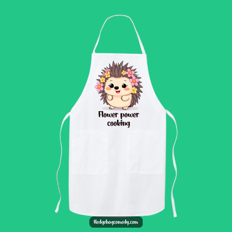 Funny Flower Hedgehog Apron: Kawaii Animal Kitchen Charm, A Hilarious Gift for Gardeners