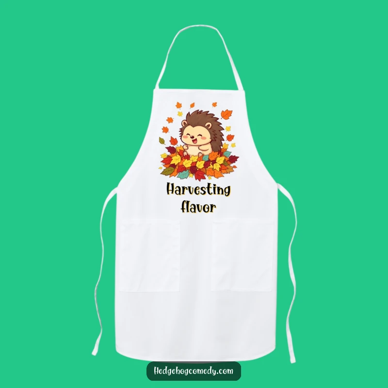 Funny Hedgehog Autumn Leaves Apron - Chef's Rolling Prickly Kitchenwear
