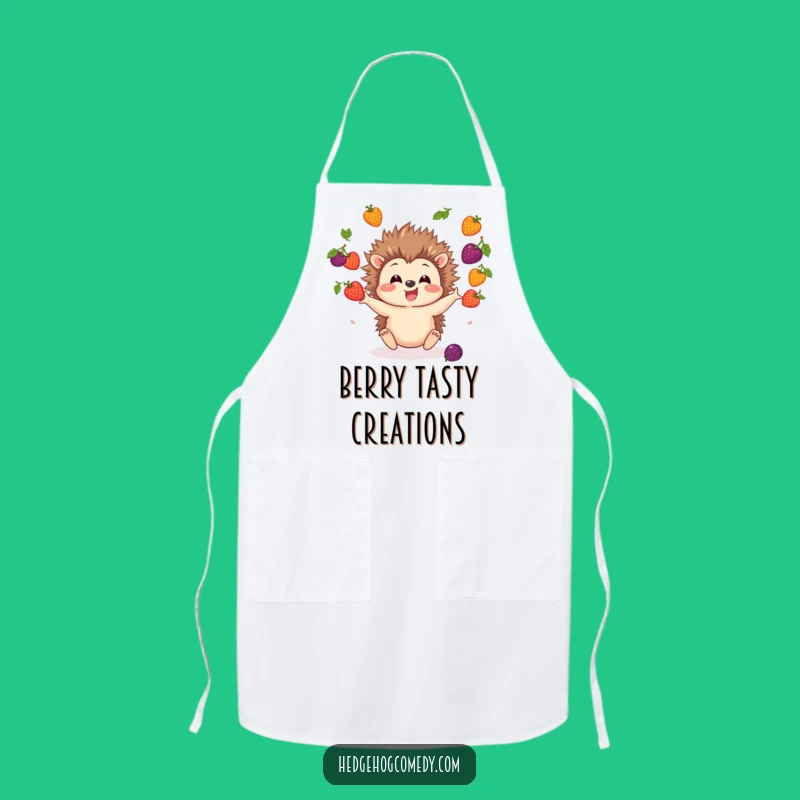 Funny Hedgehog Juggling Berries Apron: Cook with Fruity Fun!