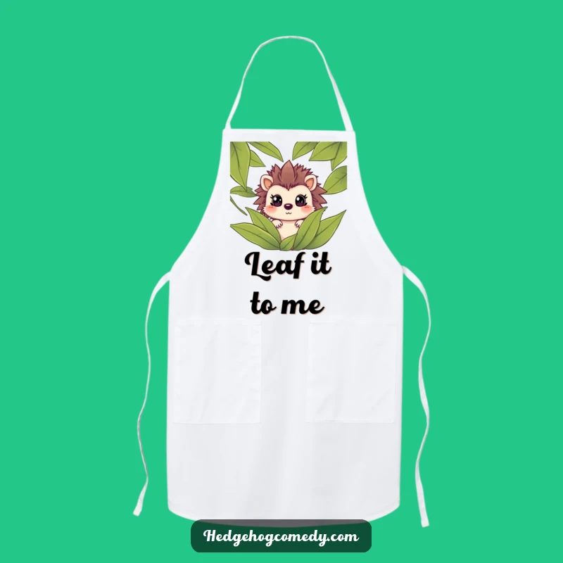 Funny Hedgehog Surprise Apron: Chef's Hilarious Leaf Peeking Kitchen Accessory, Great Gift