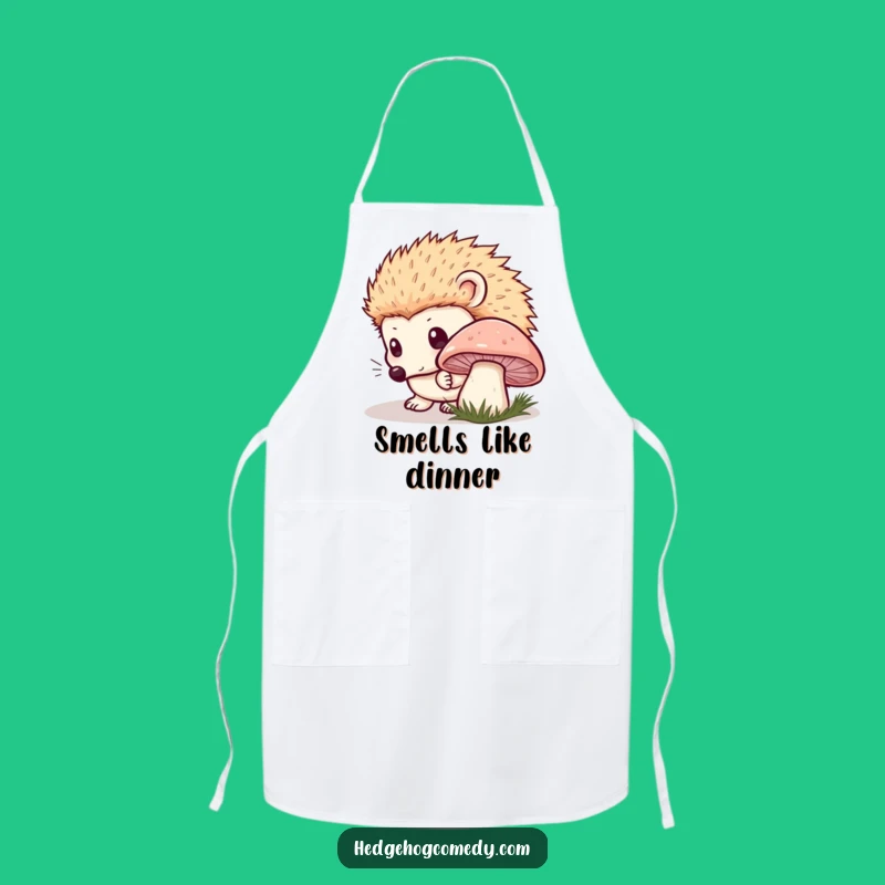 Funny Kawaii Hedgehog Apron: Mushroom Sniff Adventure - Cook with Wonder!