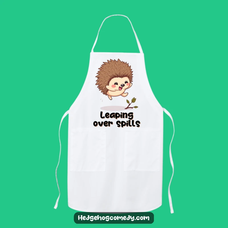 Funny Kawaii Hedgehog Leap Apron - Energetic Kitchen Fun Gift