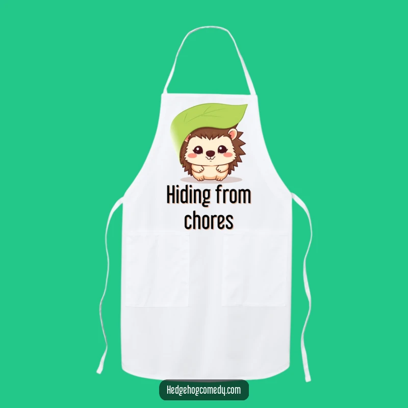 Funny Kawaii Hedgehog Shy Peek Apron - Hilarious Prickly Chef Peeking with a Smile Gift