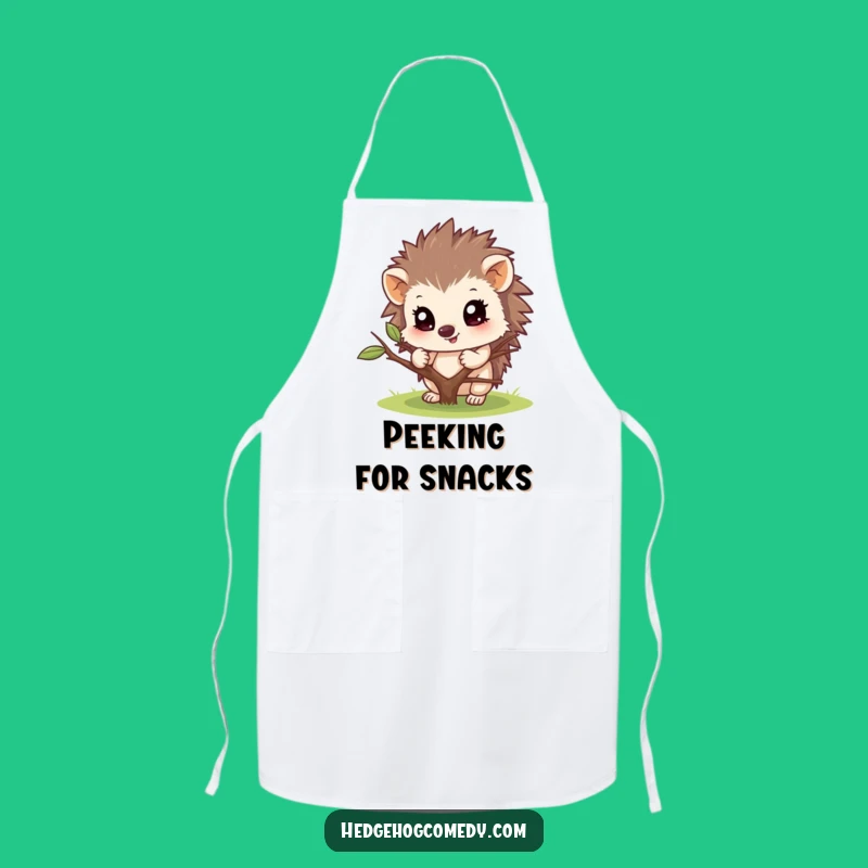 Funny Hedgehog Peeking Apron: Cook Up Fun with Woodland Mischief!