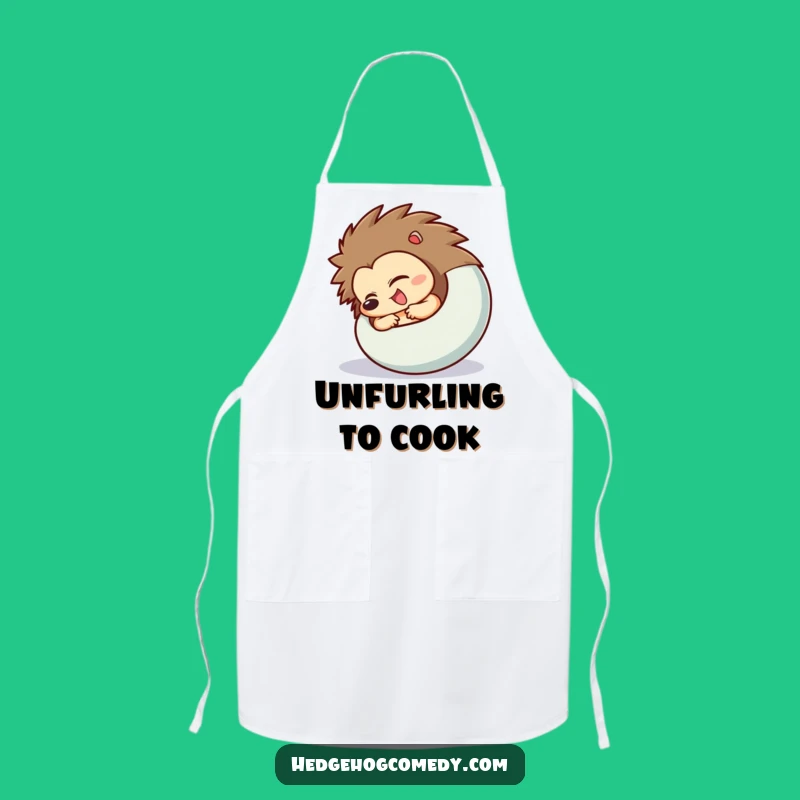 Funny Hedgehog Uncurling Apron: Surprise Design, Kitchen Humor & Gift for Cooks