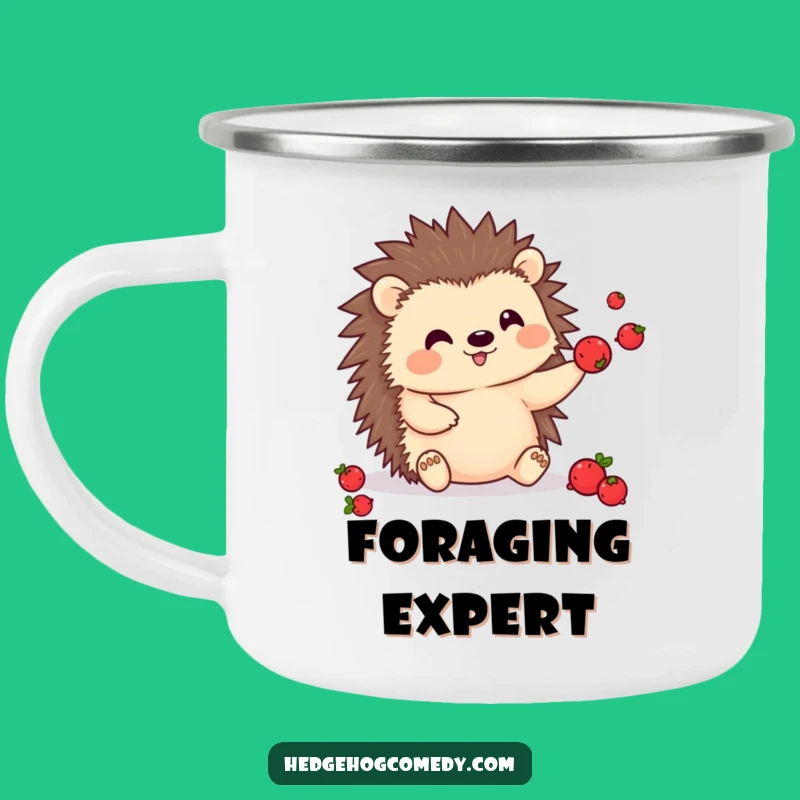 Funny Kawaii Hedgehog Berry Juggling Camping Mug - Prickly Pal for Outdoor Fun Gift