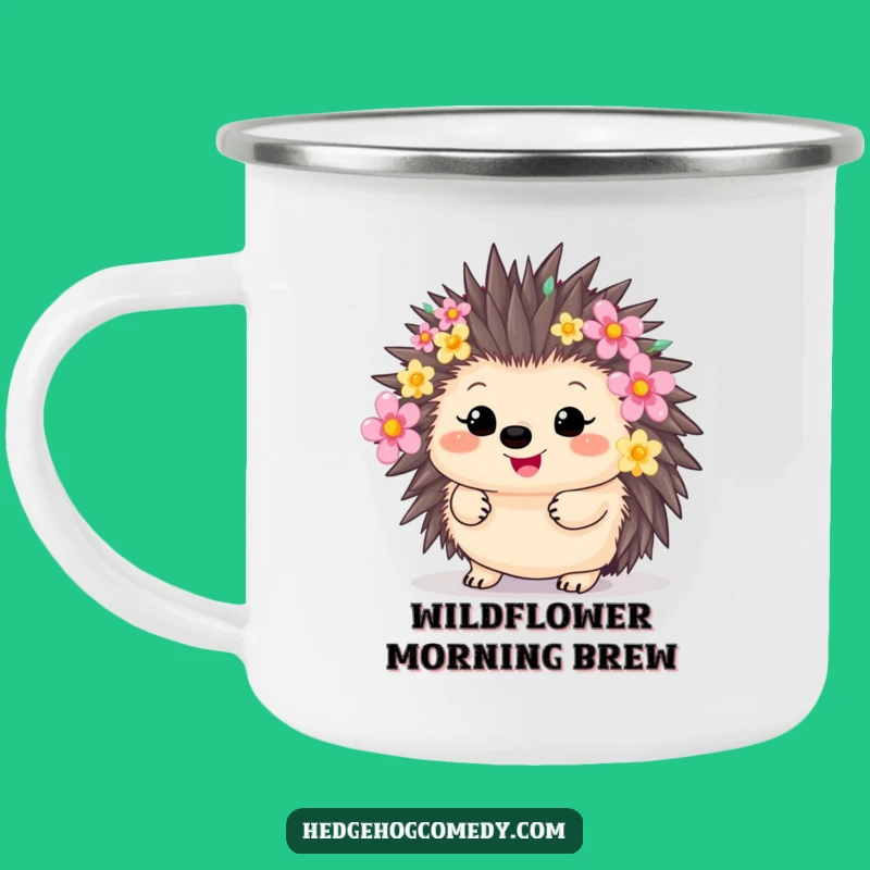 Funny Flower Hedgehog Camping Mug: Durable Kawaii Animal Drinkware, A Hilarious Outdoor Gift