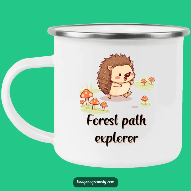 Funny Hedgehog Skipping Camping Mug: Cheerful Trails Outdoors