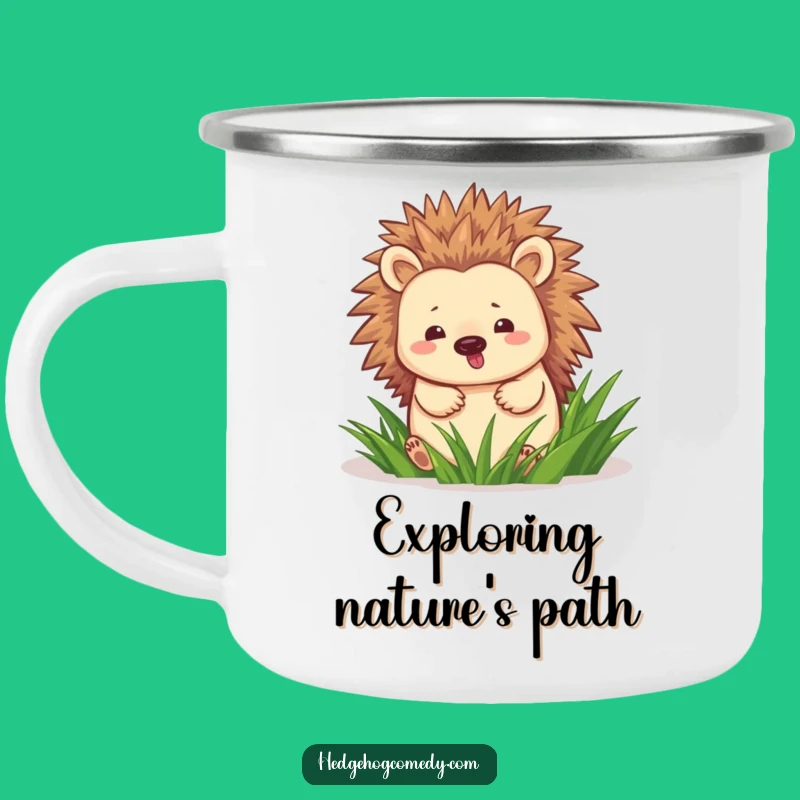 Funny Hedgehog Waddling Camping Mug: Happy Walker Outdoor Cup, Adorable Joyful Gift