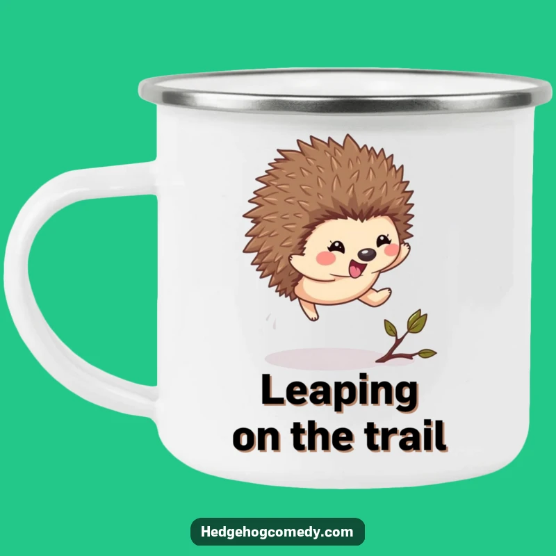 Funny Kawaii Hedgehog Leap Camping Mug - Exciting Outdoor Drinkware Gift