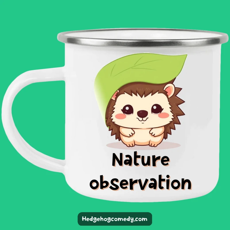 Funny Kawaii Hedgehog Shy Peek Camping Mug - Prickly Pal Peeking for Outdoor Smiles Gift