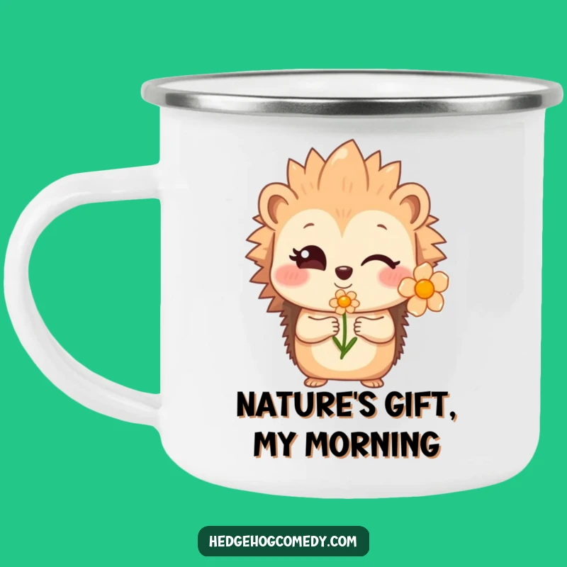 Funny Hedgehog Trailside Flower Mug - Sweet Camp Gift