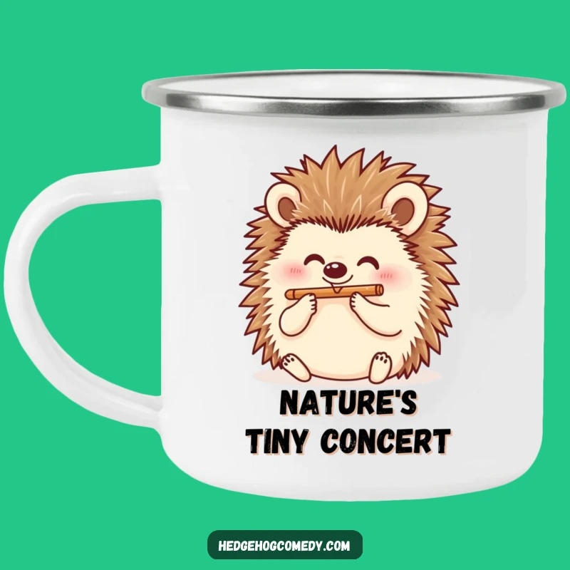 Funny Hedgehog Flutist Camping Mug: Music for Your Outdoor Adventures