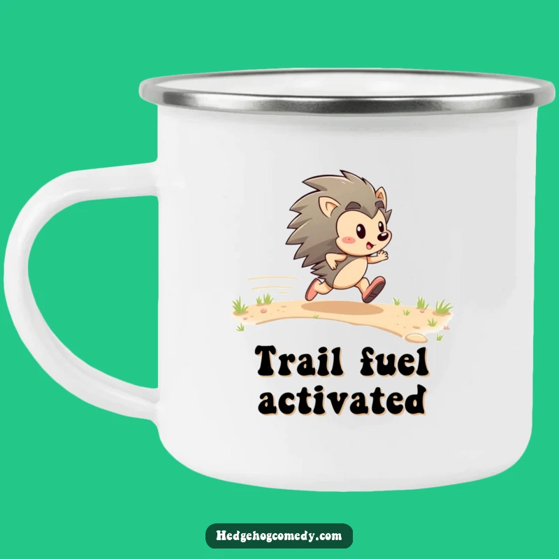 Funny Hedgehog Zipping Camping Mug: Adventure Fuel with Zippy Energy!