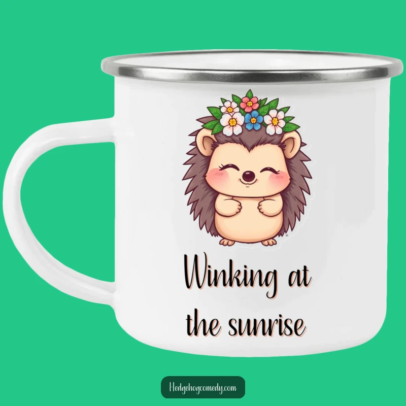 Funny Winking Hedgehog Crown Camping Mug: Sip Like Royalty Outdoors!