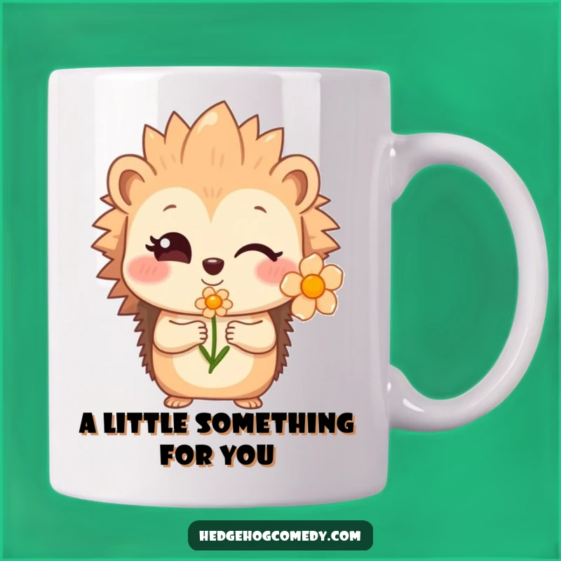 Funny Shy Hedgehog Flower Mug - A Sweet and Humorous Gift