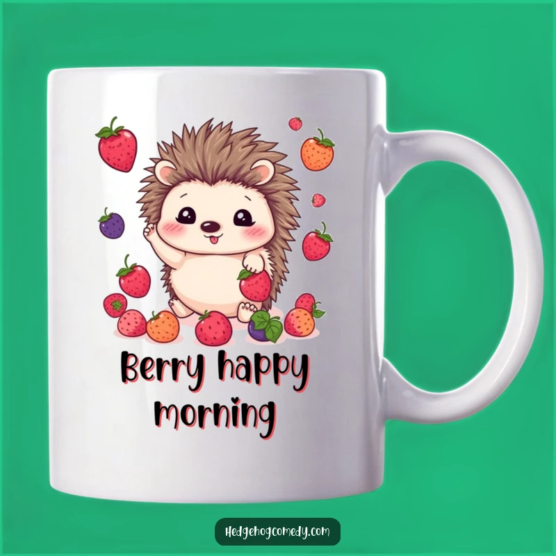Funny Juggling Hedgehog Mug: Happy Berry Toss Gift