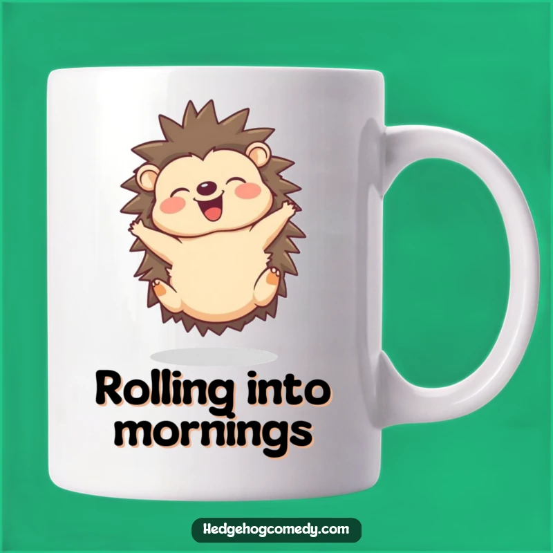 Funny Joyful Hedgehog Mug - Energetic and Happy Gift for Cheerleaders