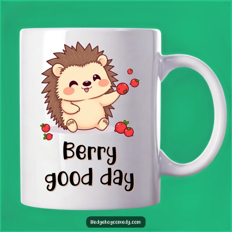 Funny Kawaii Hedgehog Berry Juggling Mug - Adorable Prickly Chef Gift for a Giggle