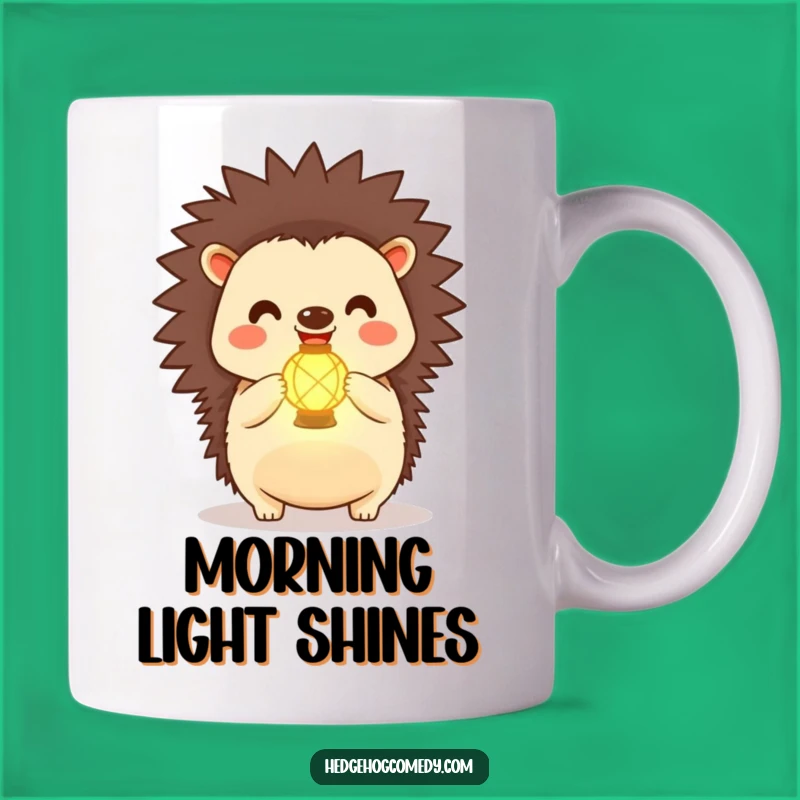 Funny Kawaii Hedgehog Lantern Mug: Radiant Joy, Glowing Light, Perfect Funny Gift