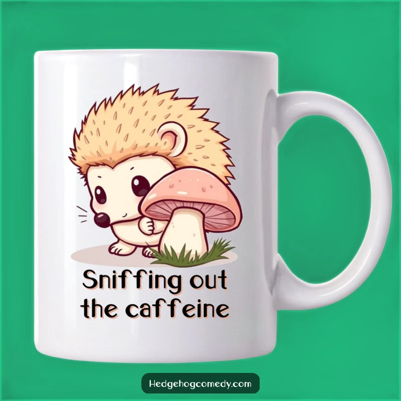 Funny Kawaii Hedgehog Mushroom Mug: Innocent Curiosity - A Whimsical Gift!
