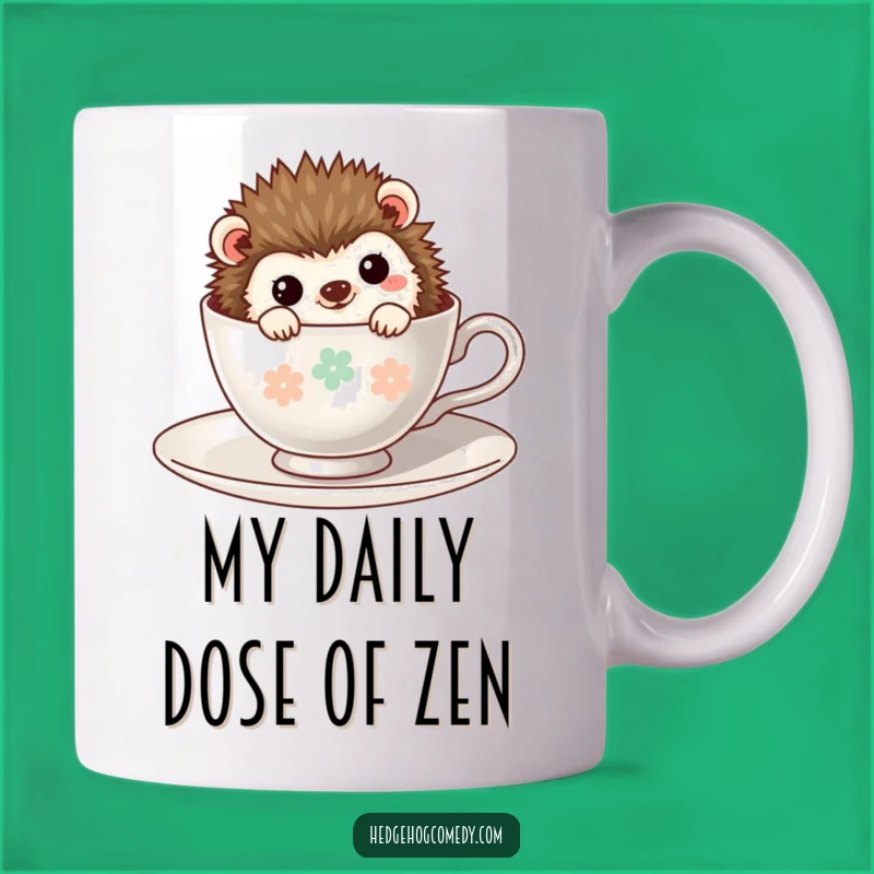 Funny Kawaii Hedgehog Teacup Mug: Adorable Shy Grin, Perfect Funny Gift for Tea Lovers