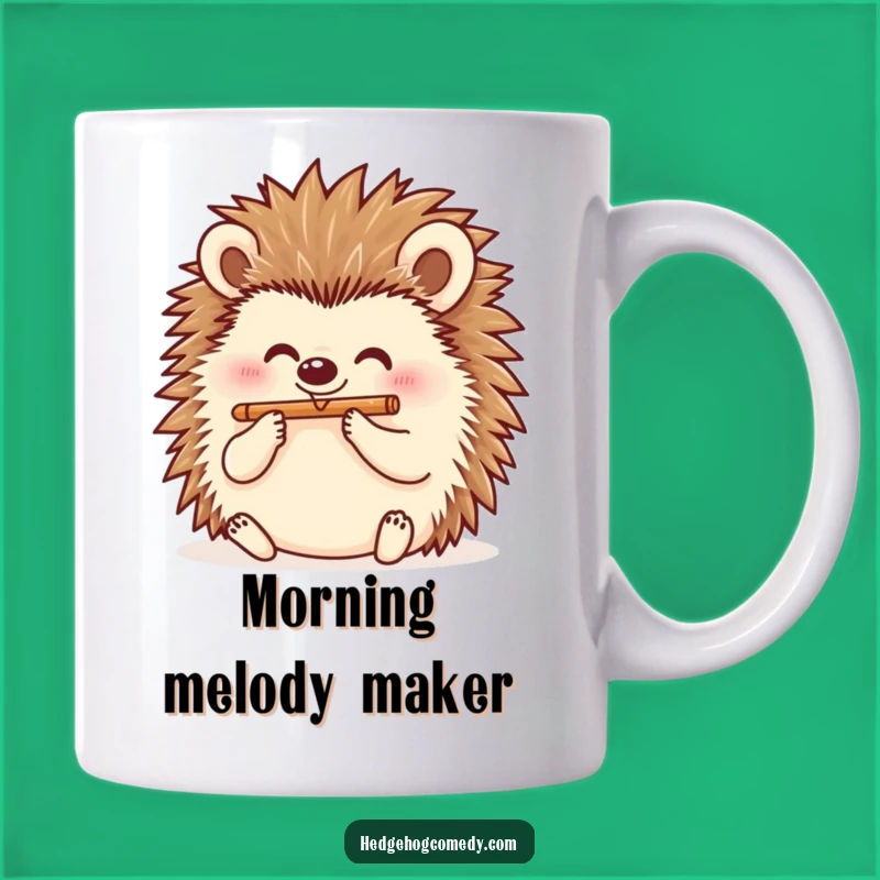 Funny Hedgehog Flutist Mug: A Cheerful Melody for Your Morning Brew