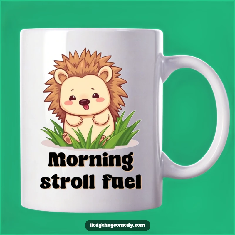 Funny Hedgehog Waddling Mug: Happy Grass Walker Gift, Adorable Joyful Cup