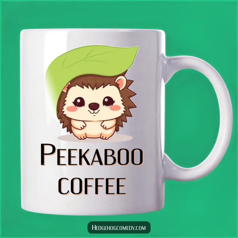 Funny Kawaii Hedgehog Shy Peek Mug - Adorable Prickly Friend Hiding for a Giggle Gift