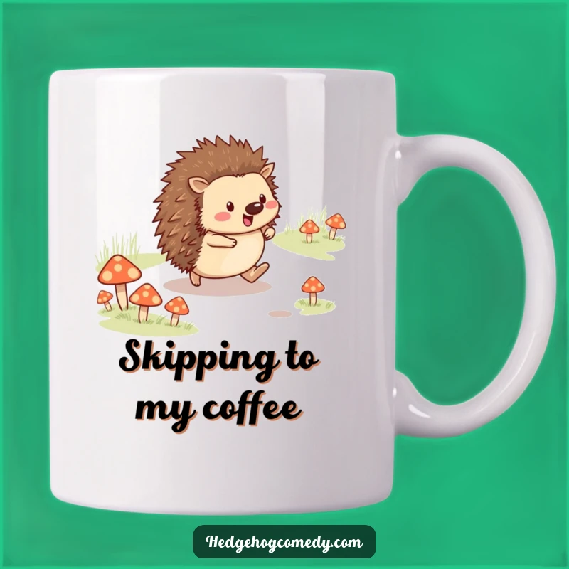 Funny Hedgehog Skipping Mug: A Cheerful Path to Your Morning Coffee