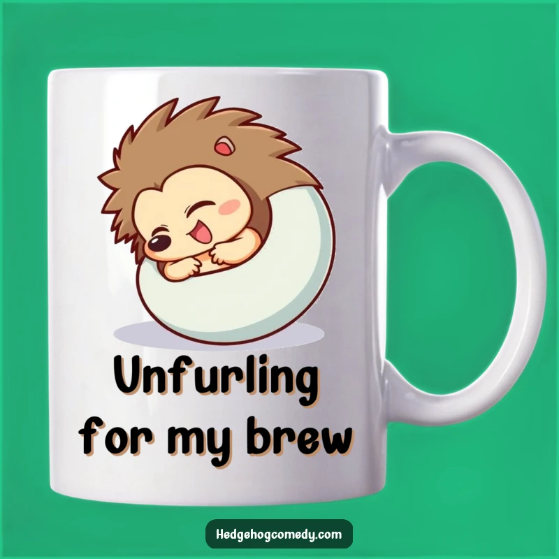 Funny Hedgehog Uncurling Mug: Excited Reveal, Humorous Gift for Hedgehog Fans