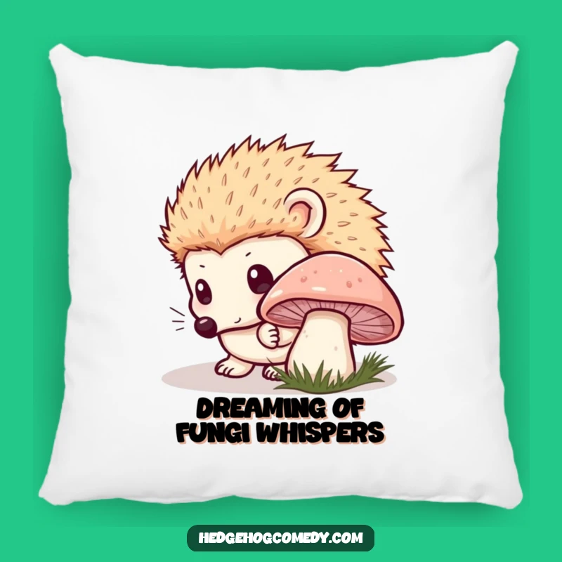 Funny Kawaii Hedgehog Pillow: Mushroom Curiosity Comfort - Cozy & Cute!