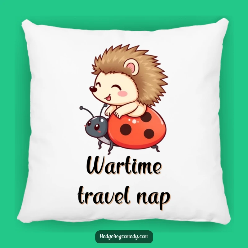 Funny Hedgehog & Ladybug Pillow: Cozy Comfort on a Joyful Ride