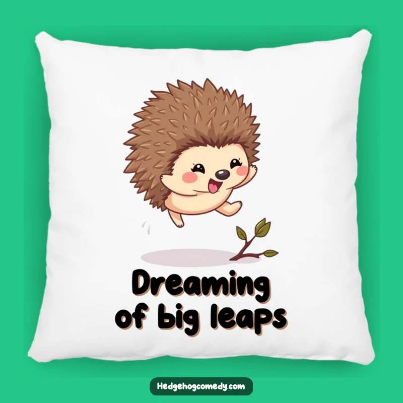 Funny Kawaii Hedgehog Leap Pillow - Cozy Excited Accent Gift