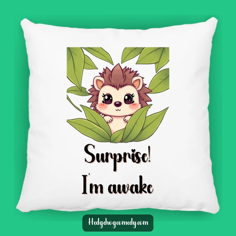 Funny Hedgehog Surprise Pillow: Hilarious Leaf Peeking Couch Cushion, Cozy Gift