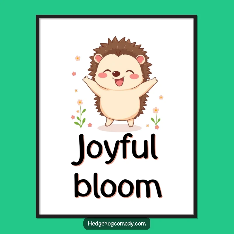 Funny Dancing Hedgehog Digital Art: Blooming Joy, Perfect Instant Gift