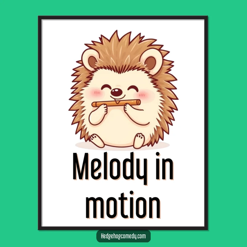 Funny Hedgehog Flutist Digital Art: Instant Musical Charm for Your Space