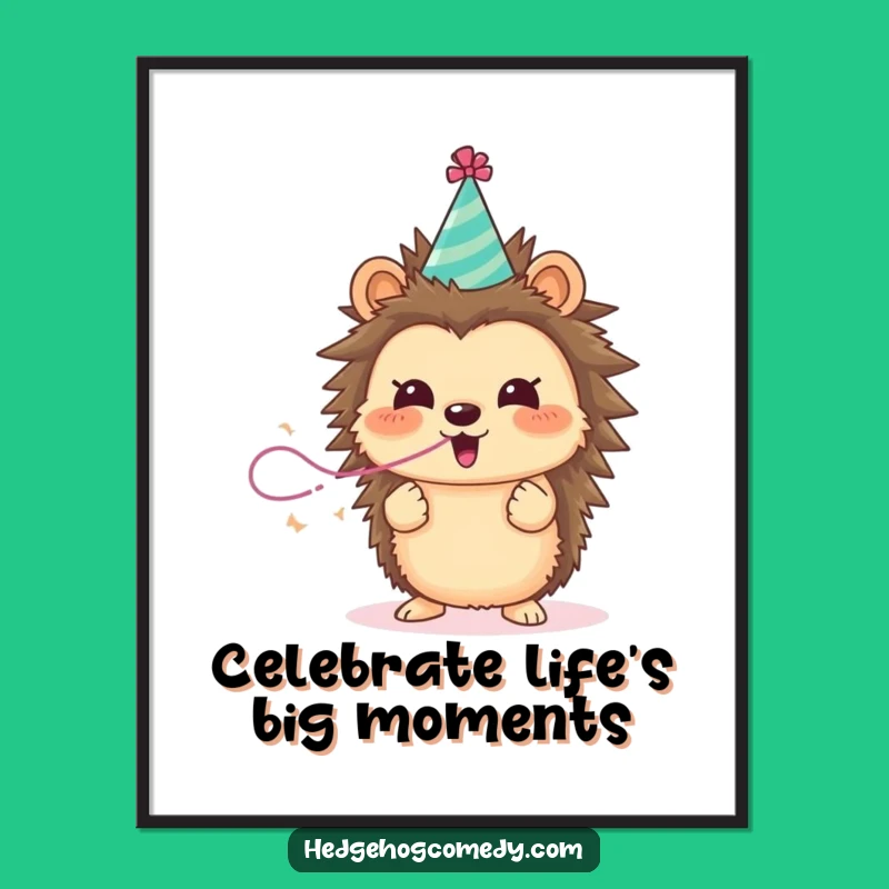 Funny Hedgehog Party Digital Art - Instant Joyful Wall Decor Gift