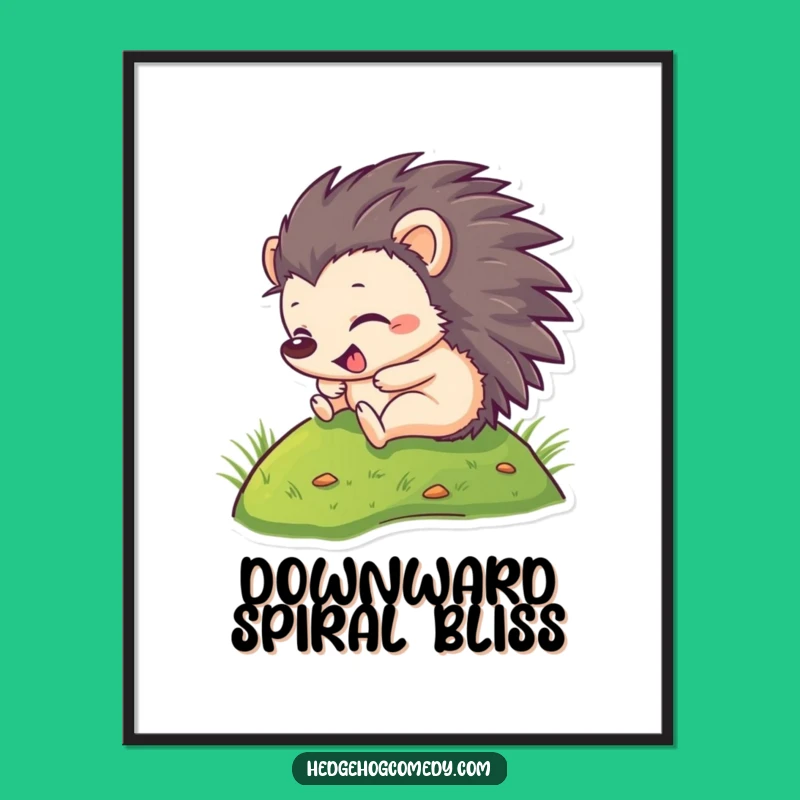 Funny Hedgehog Rolling Digital Art - Instant Joyful Decor, Gift!