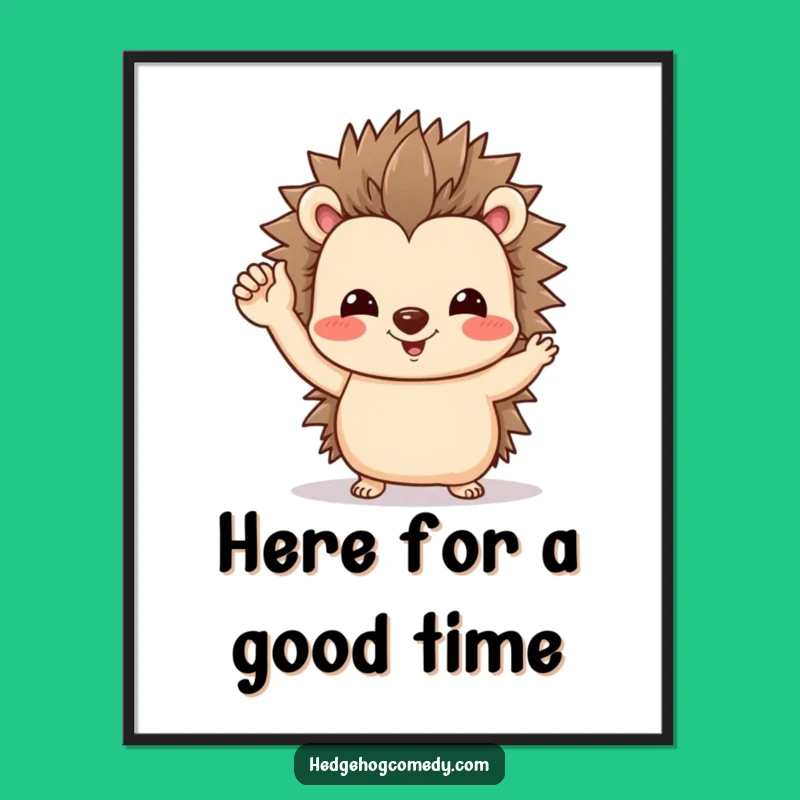 Funny Hedgehog Waving Digital Print: Instant Charm for Your Space!