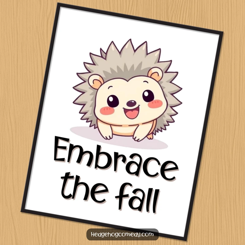 Funny Kawaii Hedgehog Digital Art Print: A cute hedgehog with a big smile tumbles playfully forward in this instant download artwork.