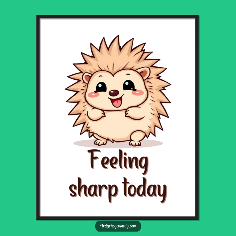 Funny Kawaii Prickly Joy Hedgehog Digital Art: Wiggle Print Gift