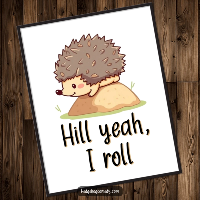 Funny cute kawaii hedgehog hilariously rolling down a hill, perfect for a humorous digital art gift.