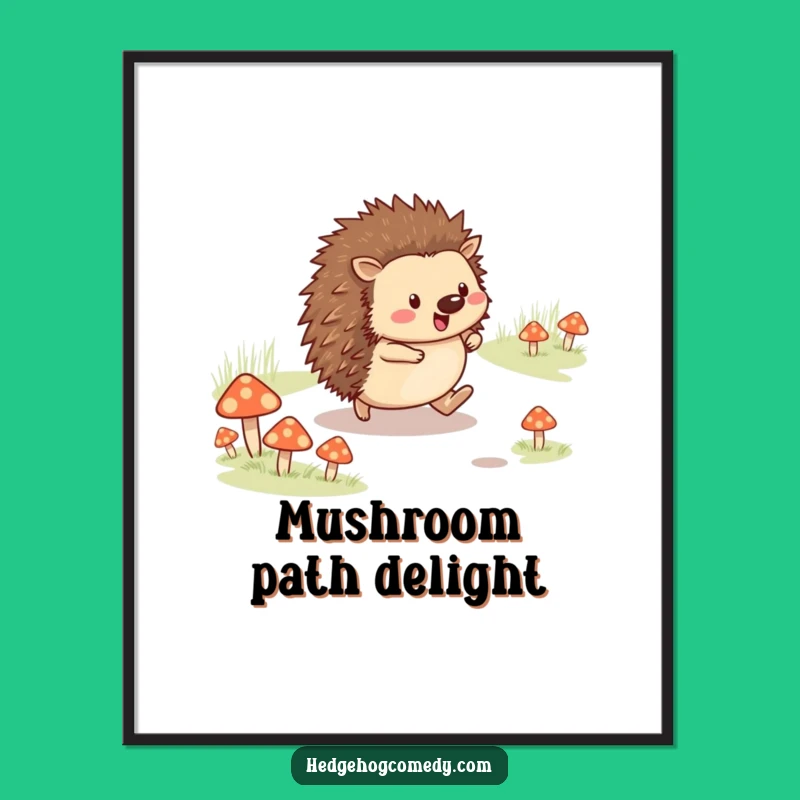 Funny Hedgehog Skipping Digital Art: Instant Whimsy for Your Space