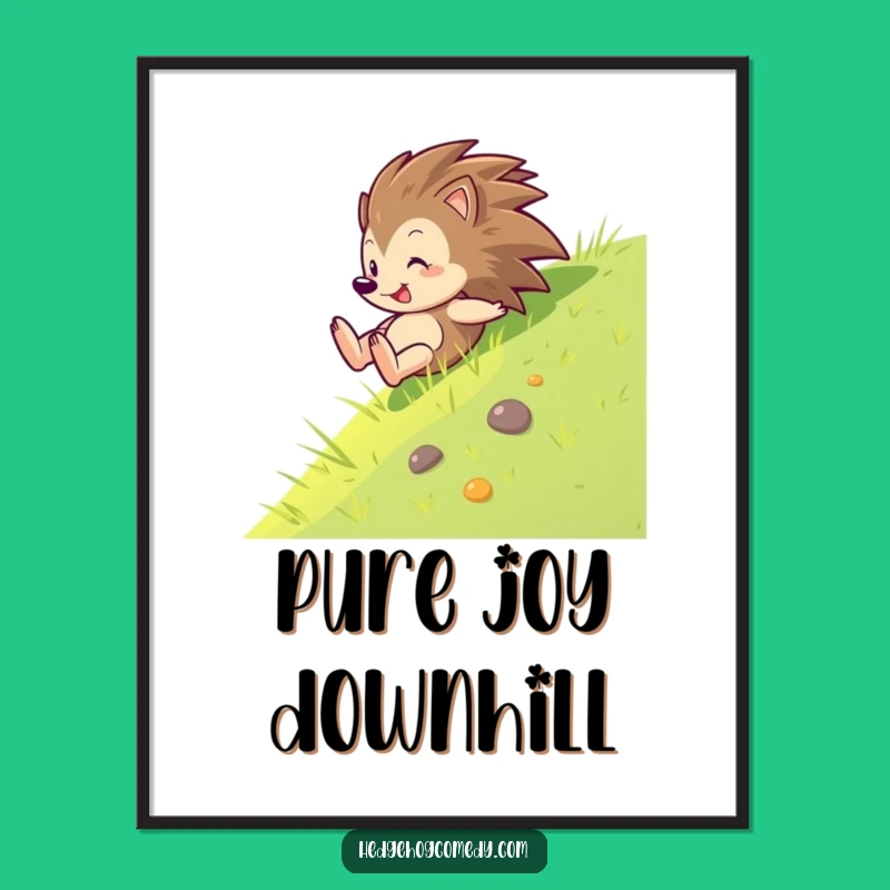 Funny Hedgehog Sliding Digital Art: Joyful Moments Captured, Gift!