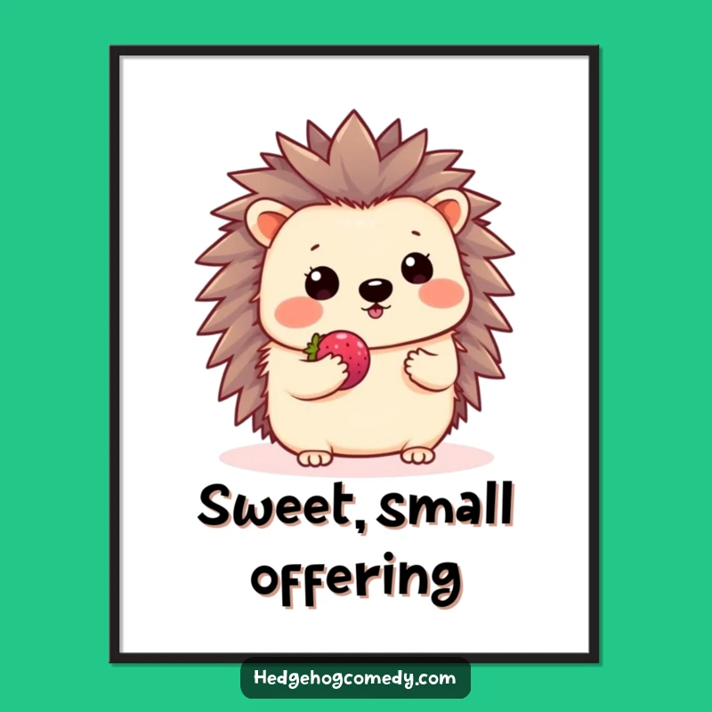 Funny Kawaii Hedgehog Shy Wave Digital Art - Gentle Instant Download Gift