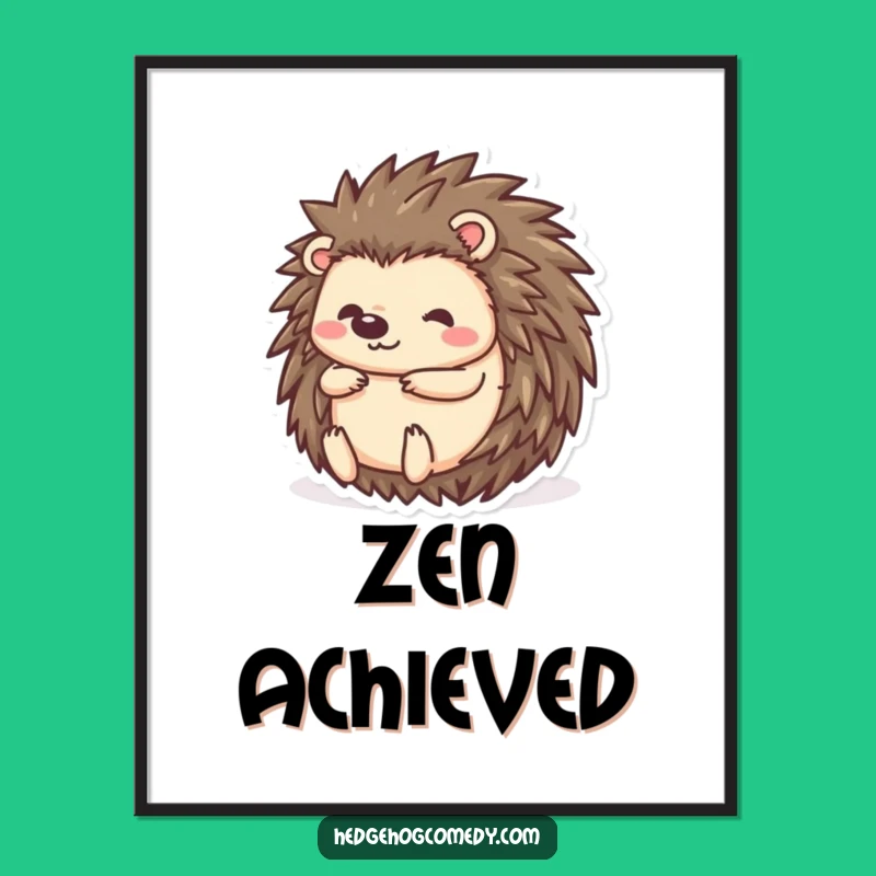 Funny Kawaii Hedgehog Ball Digital Art - Adorable Prickly Friend Rolling Up for Instant Joy Gift