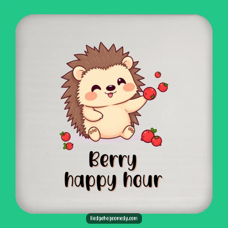 Funny Kawaii Hedgehog Berry Juggling Coaster - Cute Prickly Pal for Drinks with Humor Gift